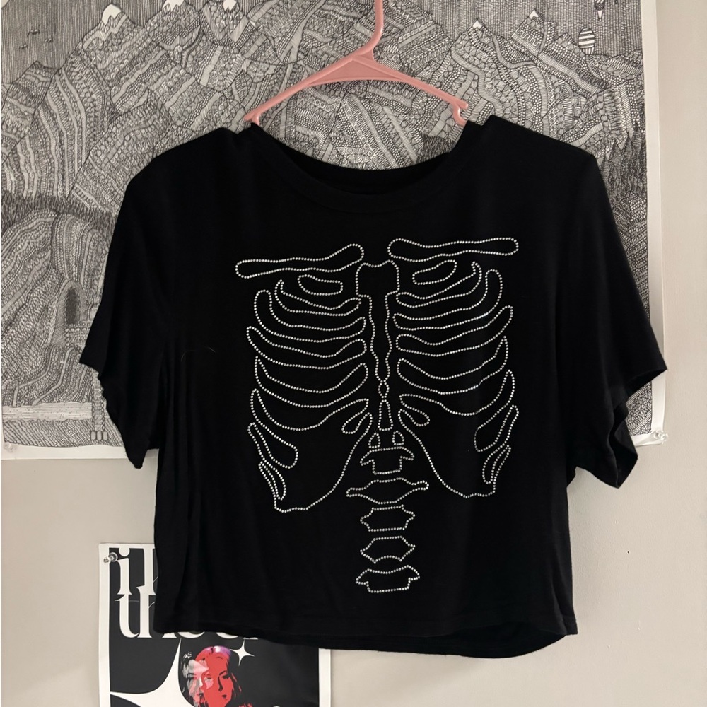Black Skeleton Bedazzled Tee 2X